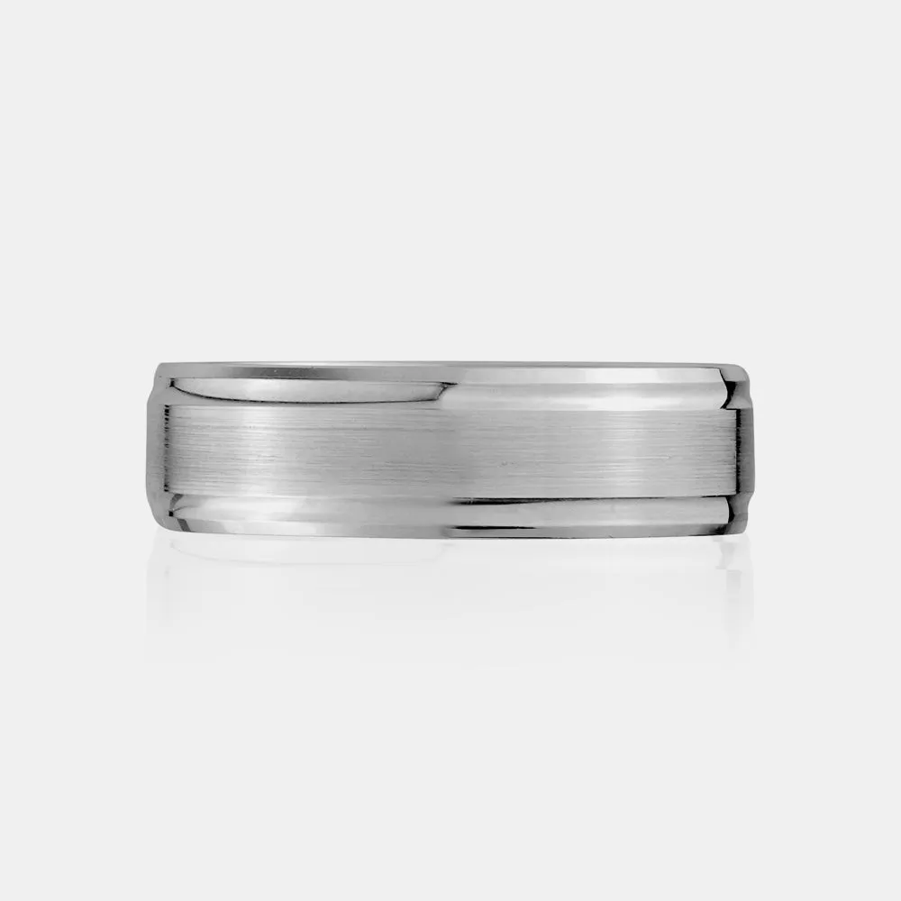 10K High Polished Flat Beveled Edge Wedding Band