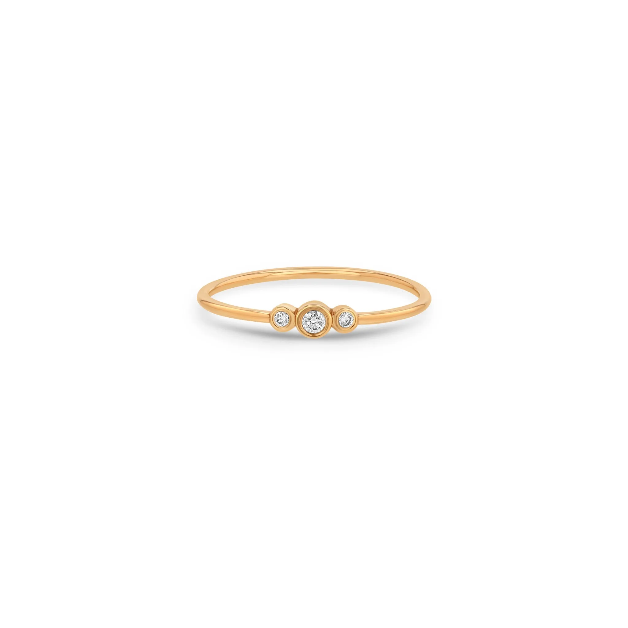 14k 3 Small Graduated Diamond Bezel Ring