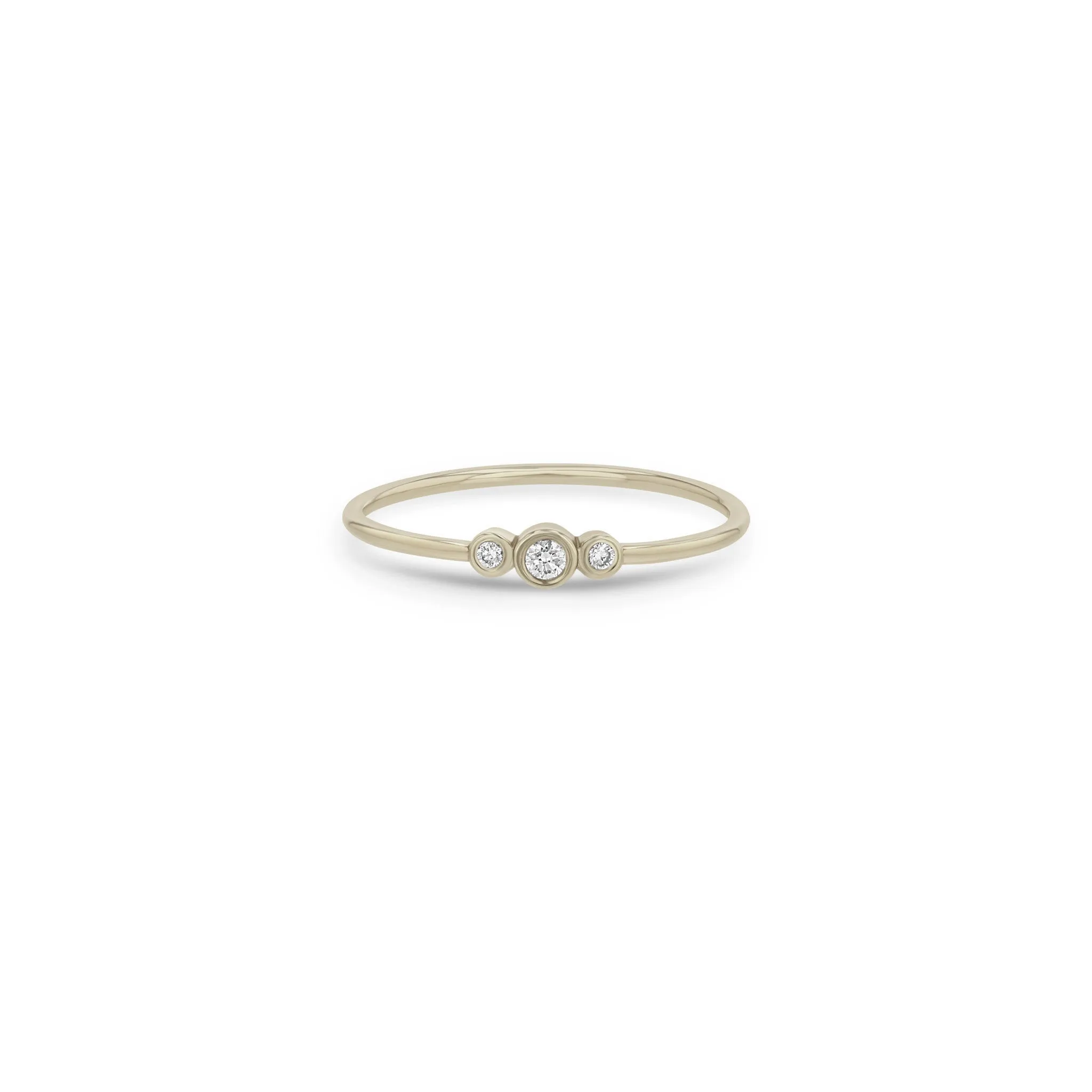 14k 3 Small Graduated Diamond Bezel Ring