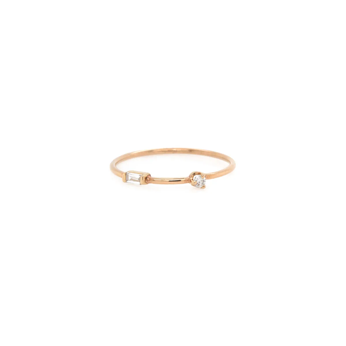 14k Baguette & Round Diamond Band Ring