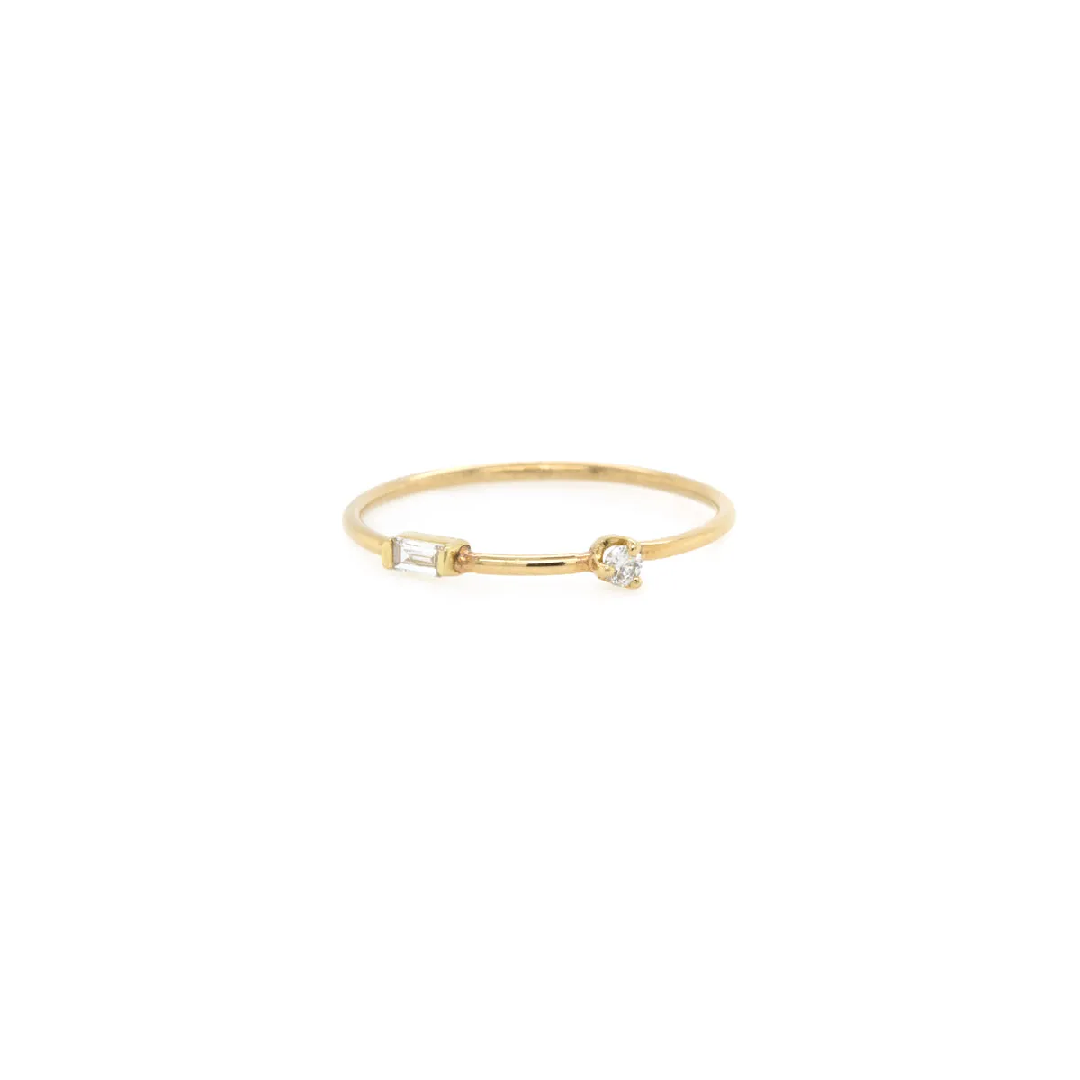 14k Baguette & Round Diamond Band Ring