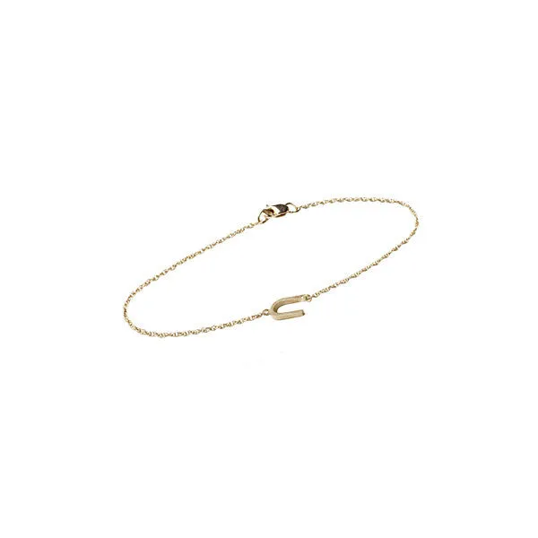 14K Gold Block Sideways Initial Bracelet - One to Three Initials