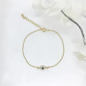 18k/925 Vermeil Small CZ Evil Eye Bracelet