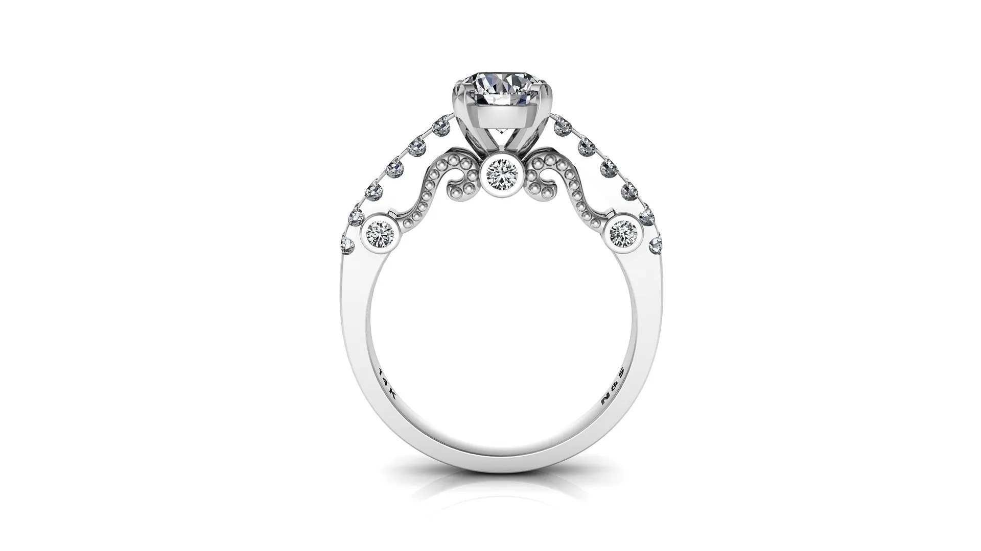 6mm (0.80ct) ForeverOne Round Moissanite Vintage Design Engagement Ring 14K MOENG053