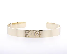 8MM Personalized Diamond Initial Bangle