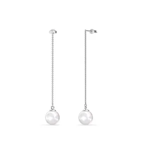 Aspen Exemplary 18k White Gold Plated Pearl Dangle Earrings with Freshwater Pearl