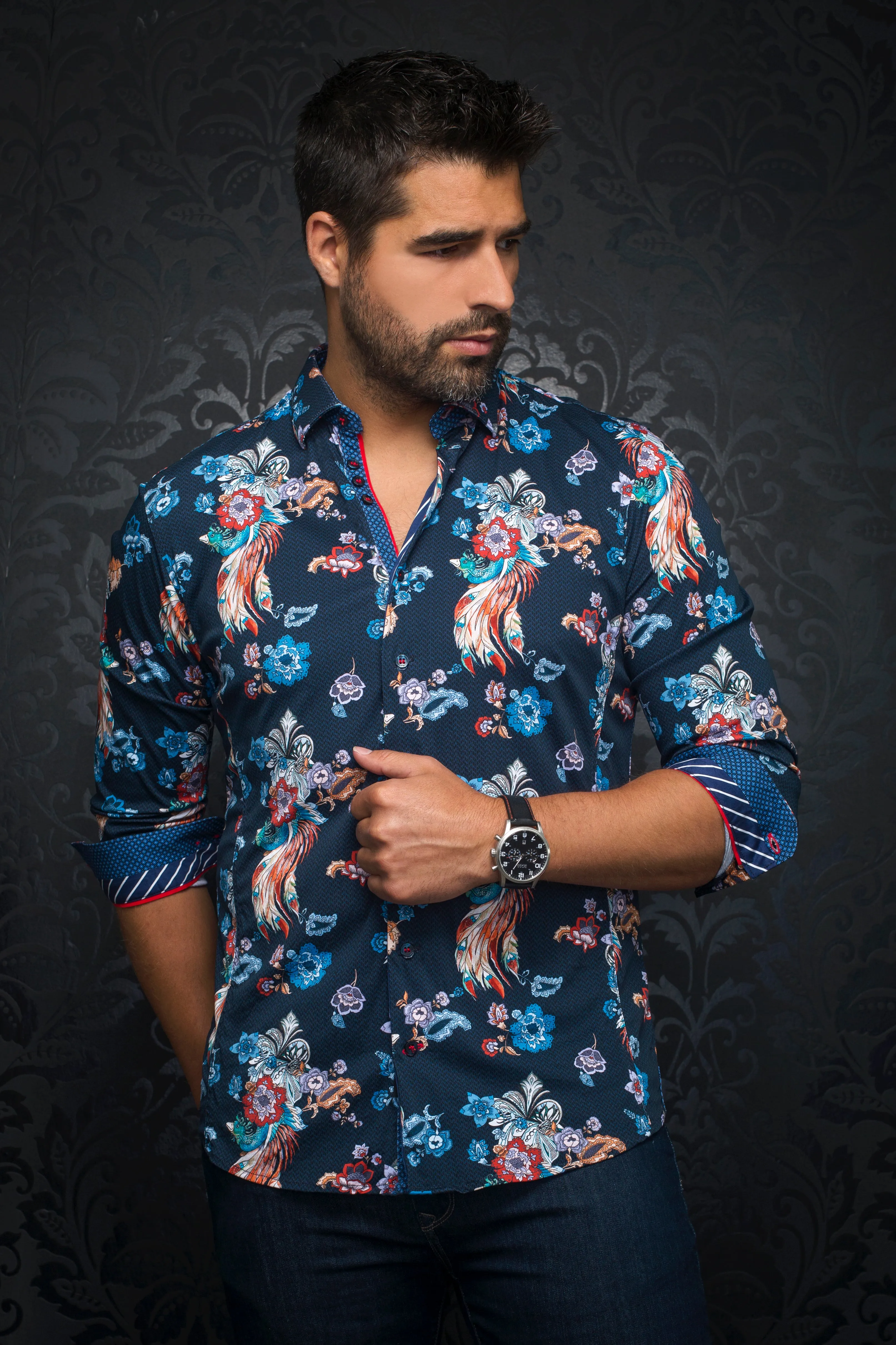 Au Noir Stretch Shirt | Rivera Navy Multi