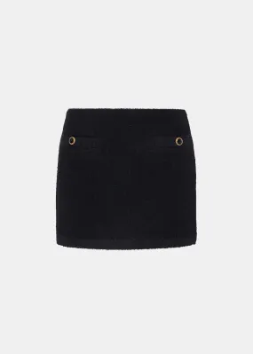 Black Checked Tweed Boucle Mini Skirt