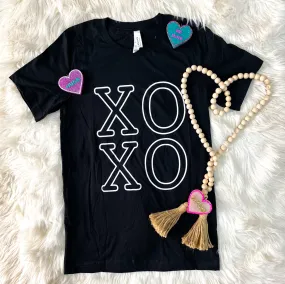 {CHERISH YOU} White Simple XOXO Black Crew Neck Tee