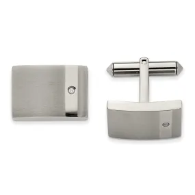 Chisel Titanium Brushed and Polished with CZ Cufflinks