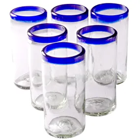 Cobalt Blue Rim Tall Tumbler - 22 oz - Set of 6