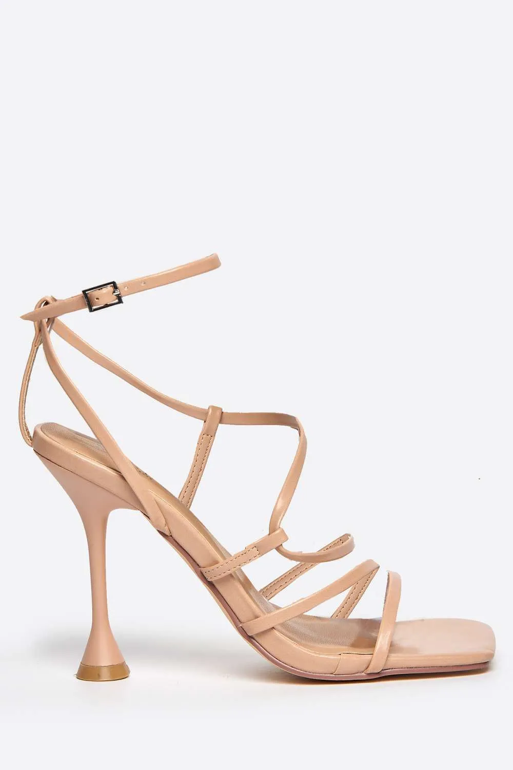 Courtney Strappy Heeled Sandals in Nude Matt