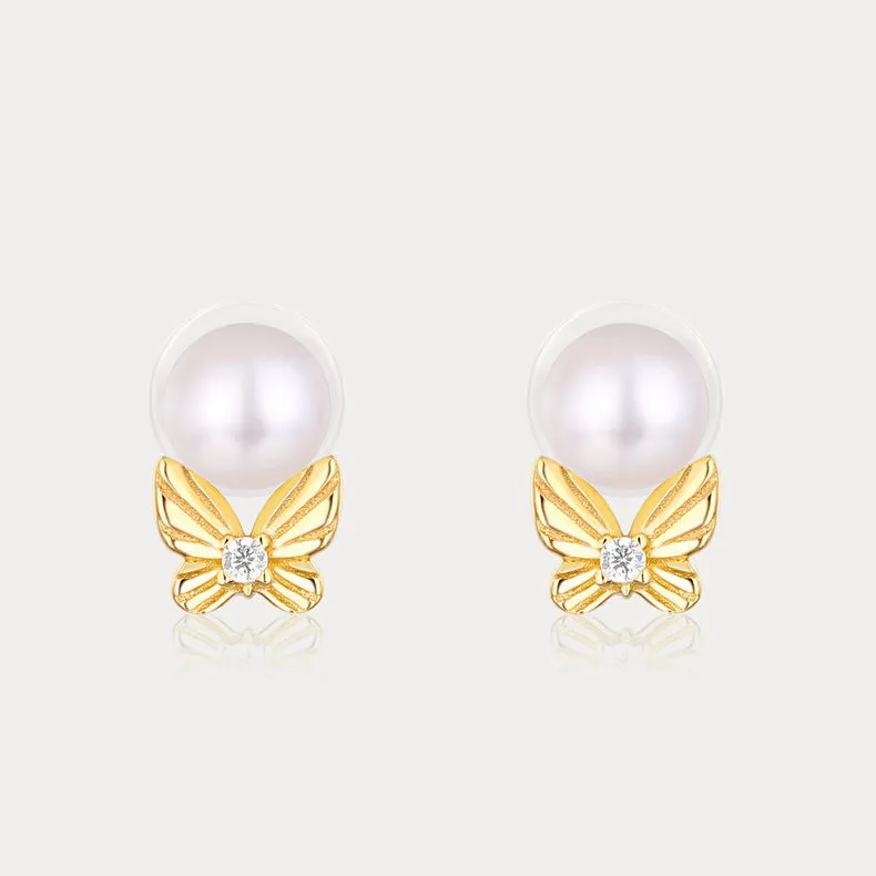 Dream Catching Butterfly Pearl Earrings