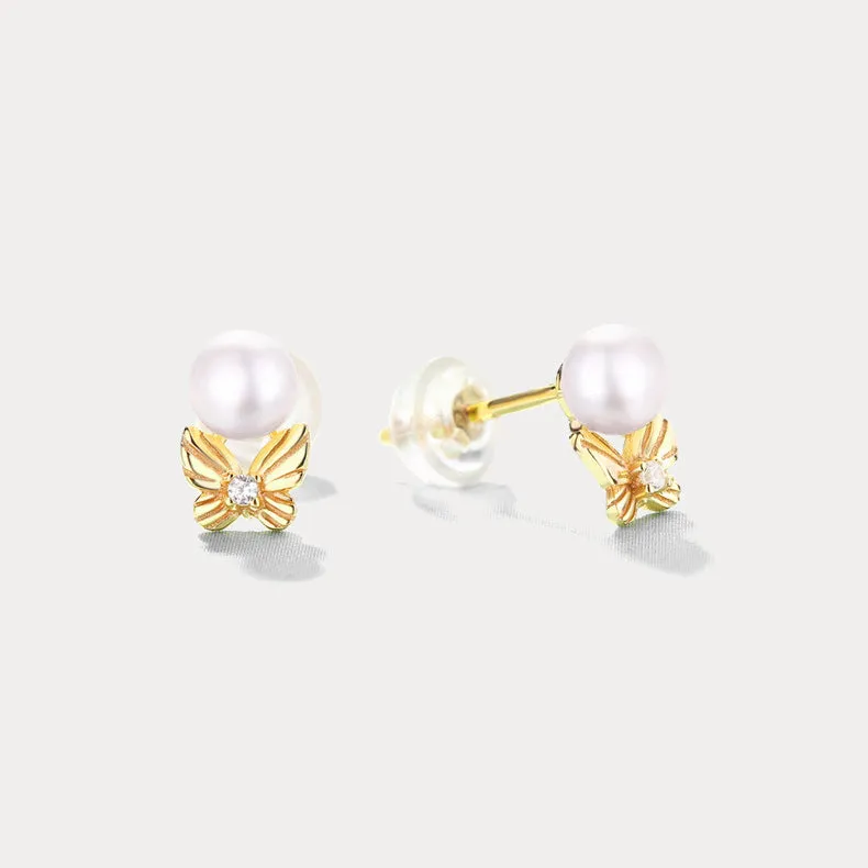 Dream Catching Butterfly Pearl Earrings