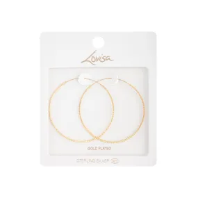 Gold Plated Sterling Silver Diamond Cut Hoop Earrings