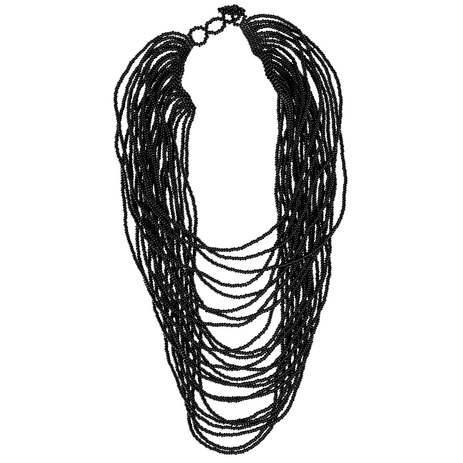 Hand Beaded Necklace - 24 Strand Matte Black