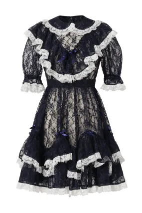 Lace Lolita Dress / Navy white