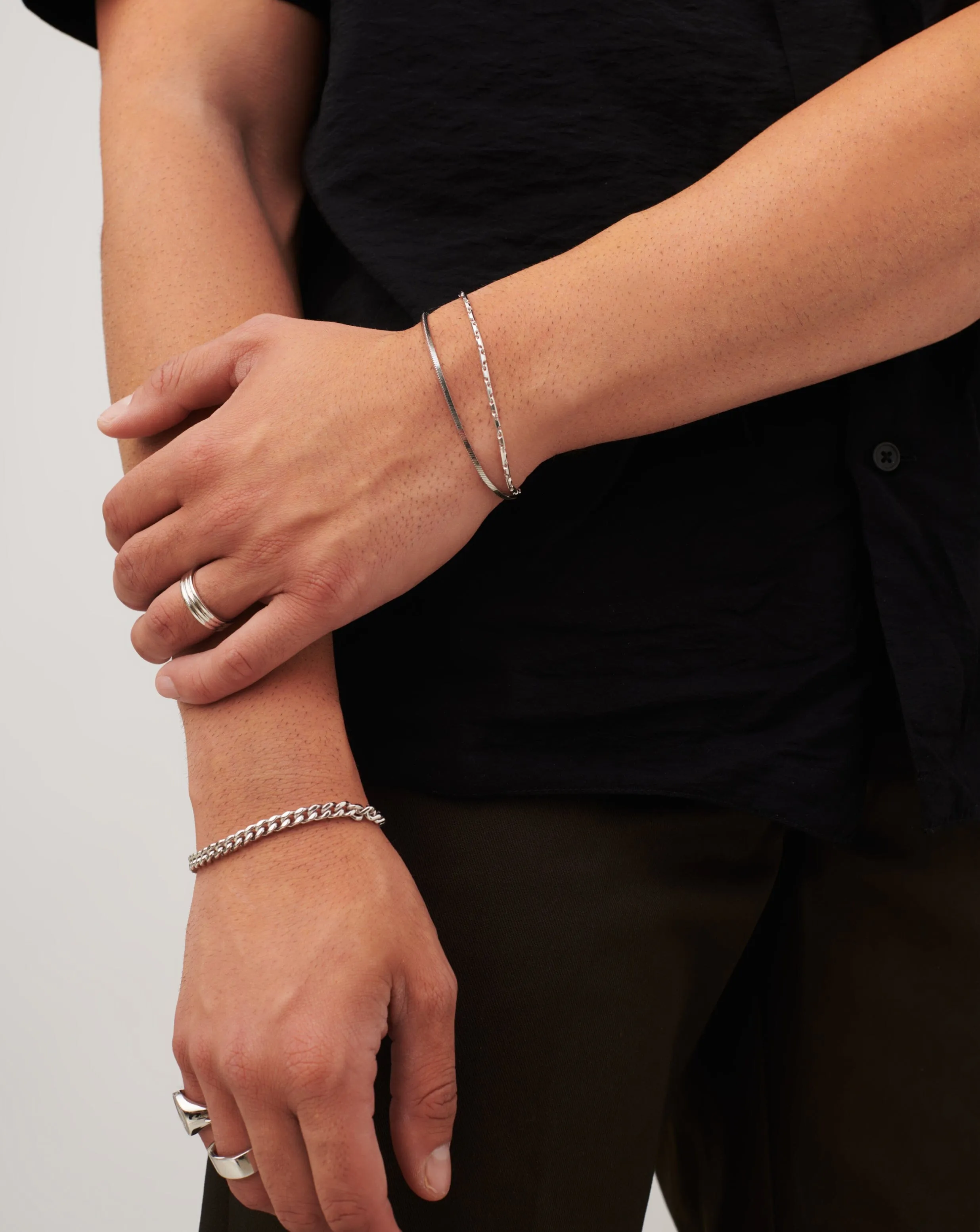 Mens Interlocking Link Chain Bracelet | Sterling Silver