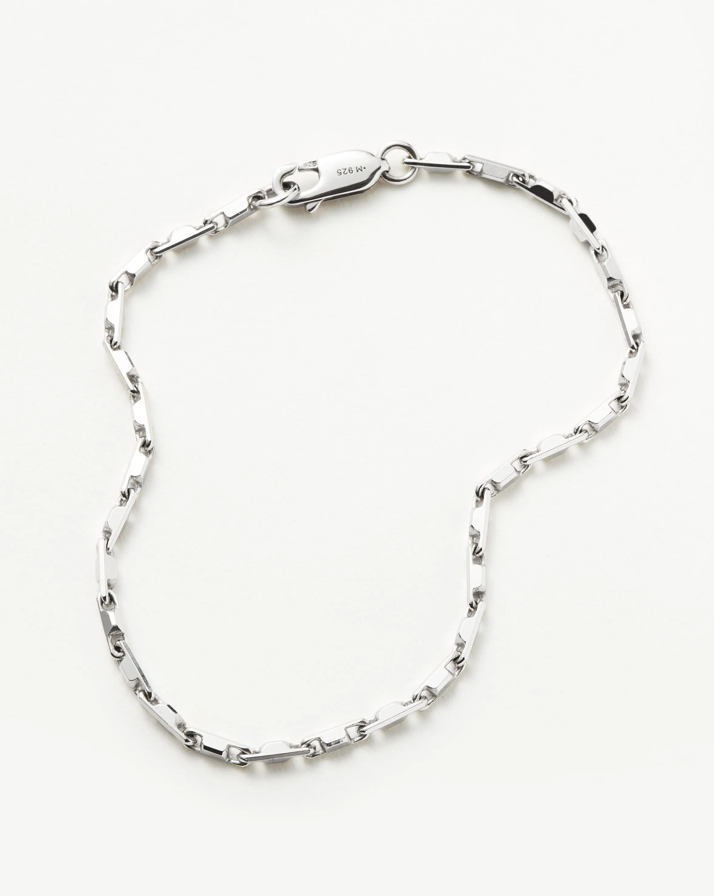 Mens Interlocking Link Chain Bracelet | Sterling Silver