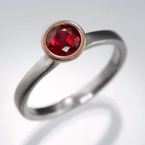 Mixed Metal Chatham Ruby Bezel Solitaire Engagement Ring