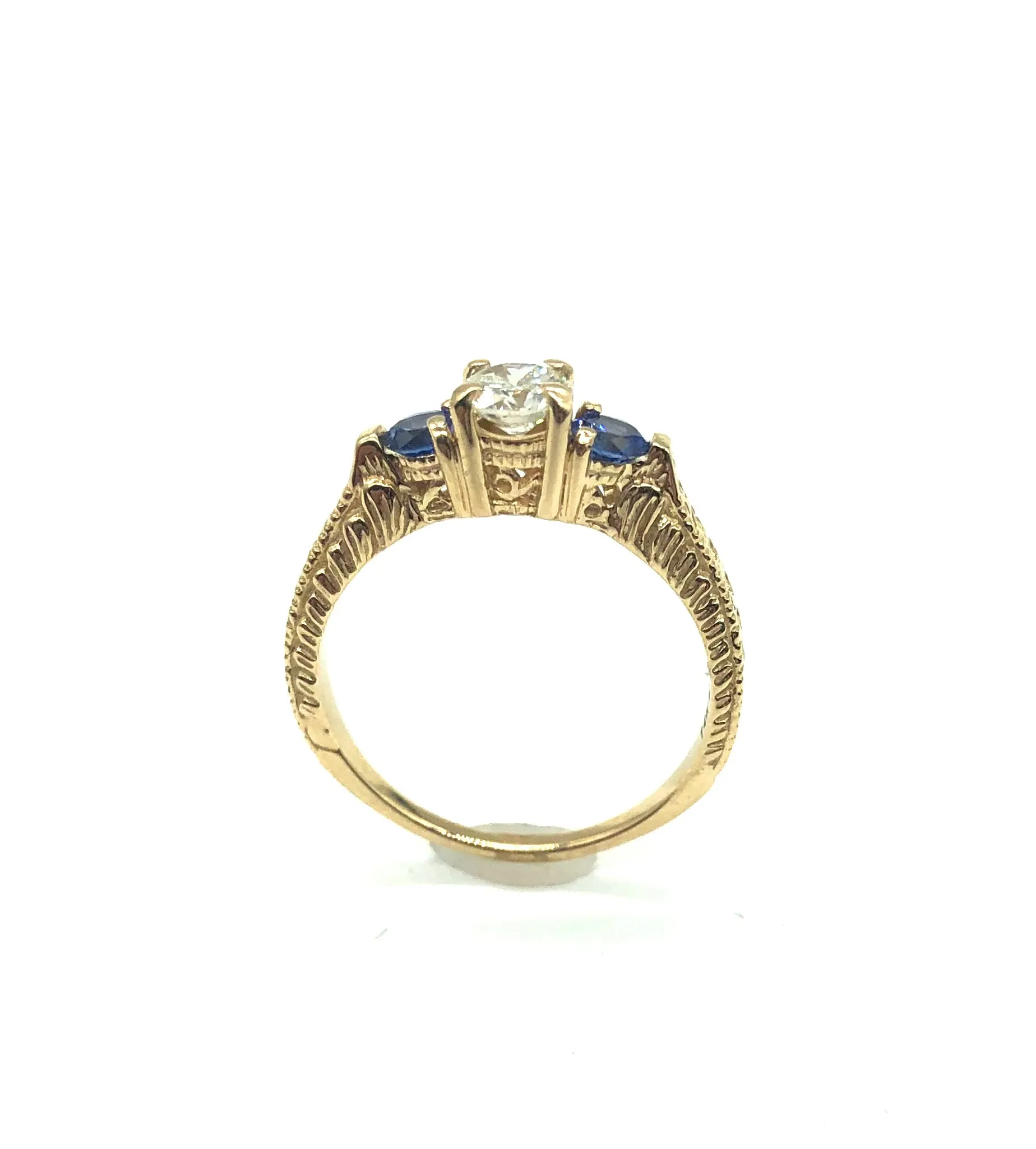 *New* 3 In-Line Diamond and Sapphire Ring