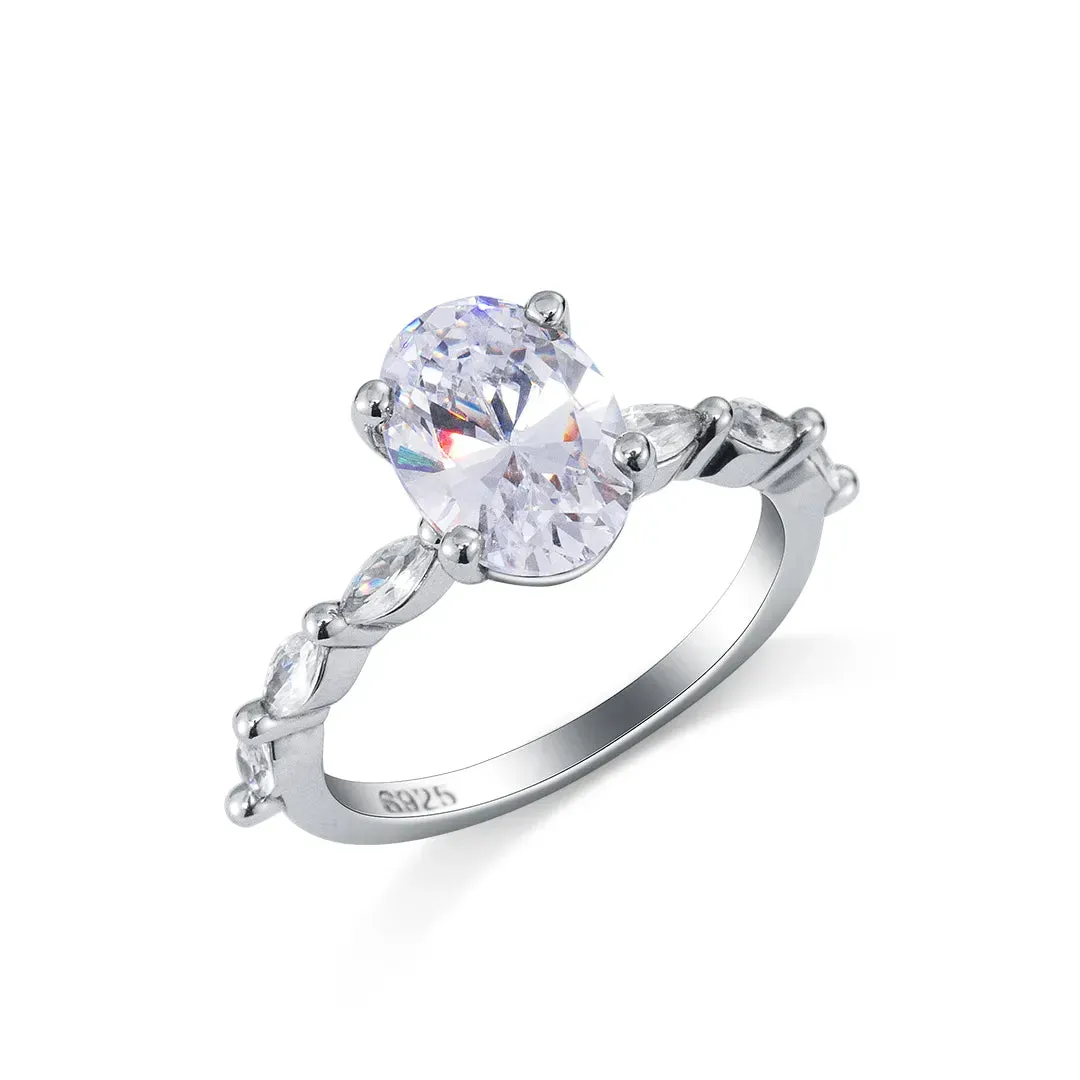 Oval Cut stone side Engagement Ring