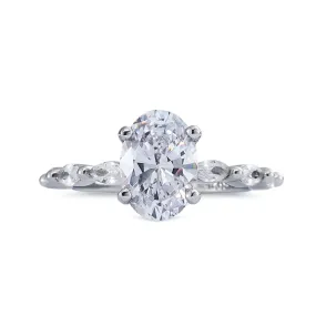 Oval Cut stone side Engagement Ring