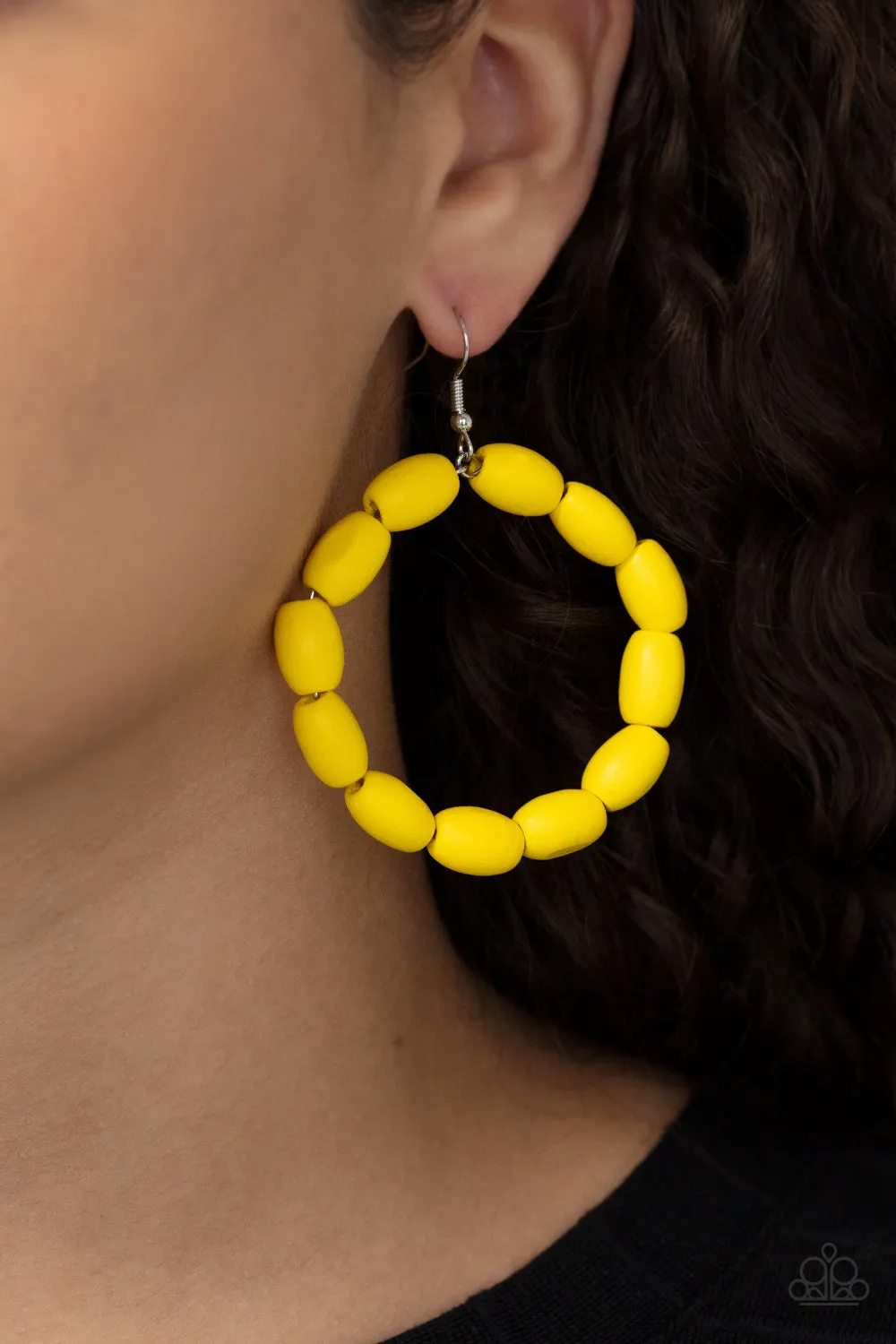 Paparazzi Living The WOOD Life - Yellow Earrings