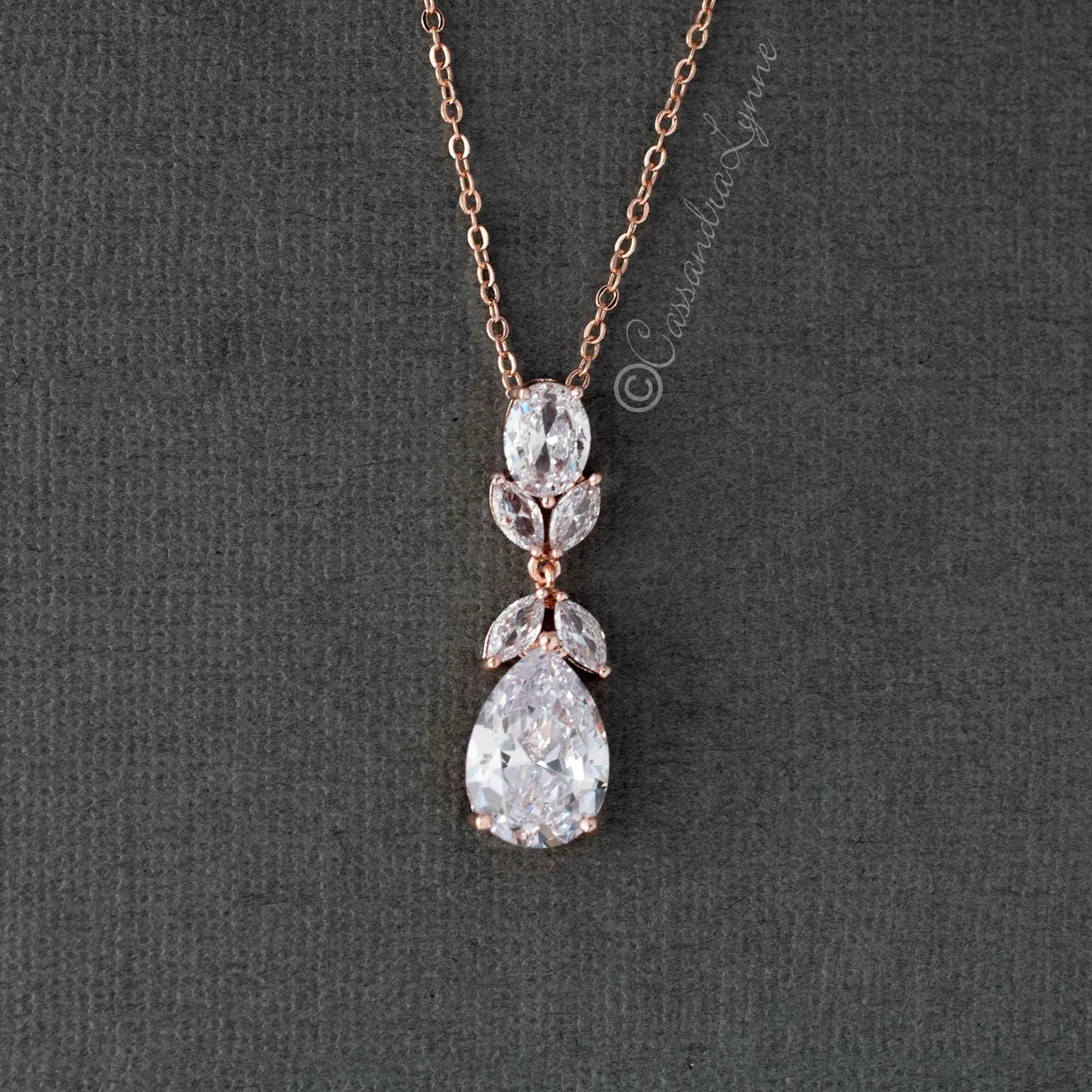 Pear Drop CZ Wedding Pendant