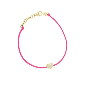 Pink Silk Diamond Heart Bracelet