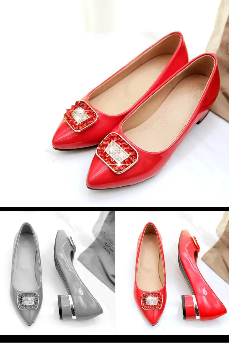 Pointed Toe Rhinestone Women Mid Heels Shoes 8645