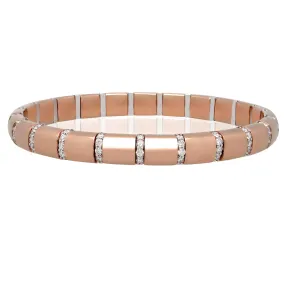 Roberto Demeglio Pura Oro Elastic Bracelet with Eternity Style Champagne Diamond Bars