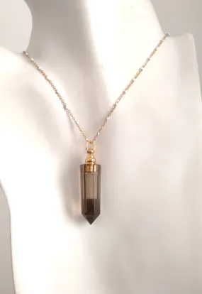 Smoky Quartz Stalactite Essential Oil Bottle Pendant