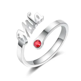 Sterling Silver Personalized Name And Birthstone Ring For Women