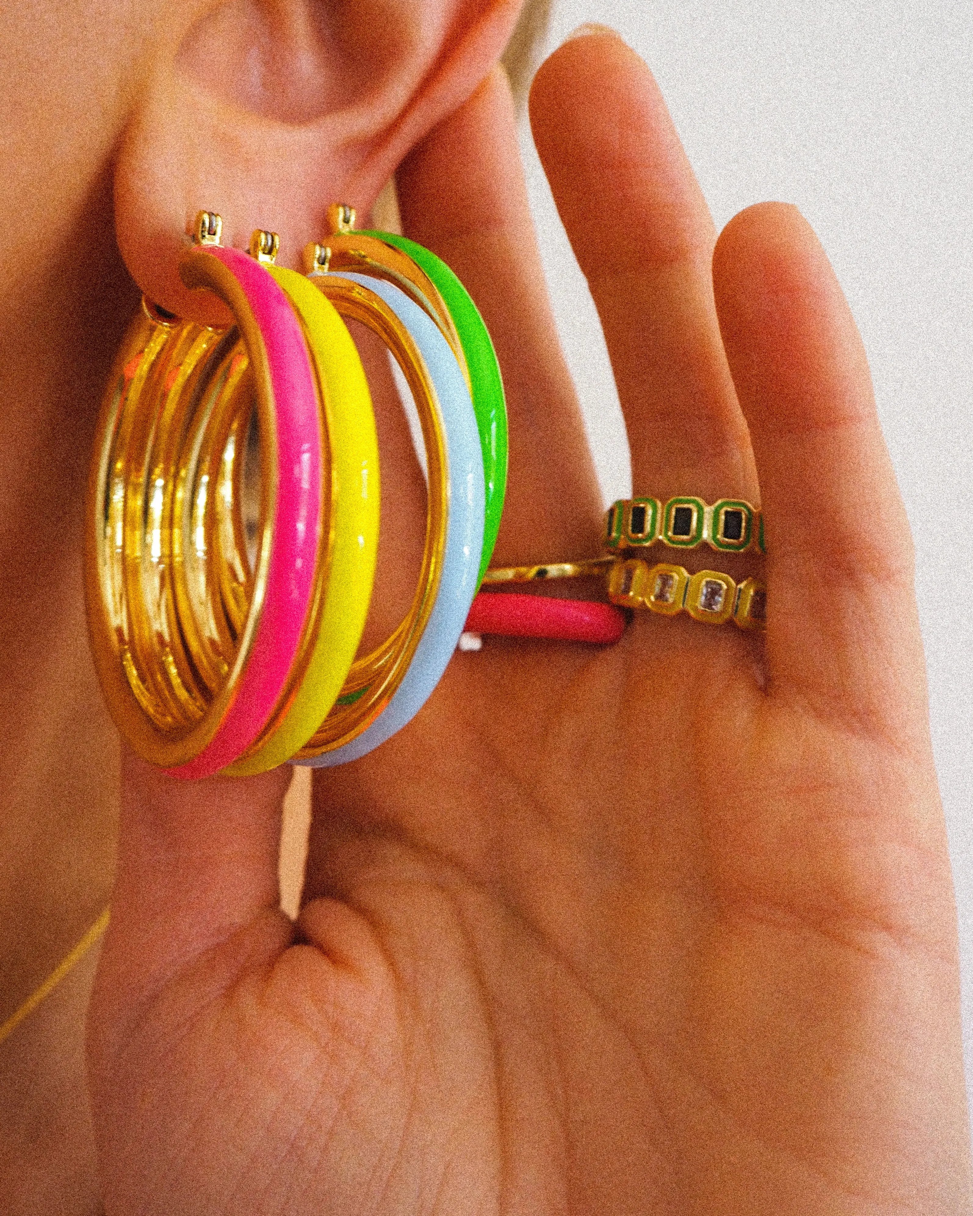 Stripe Amalfi Hoops- Neon Yellow- Gold