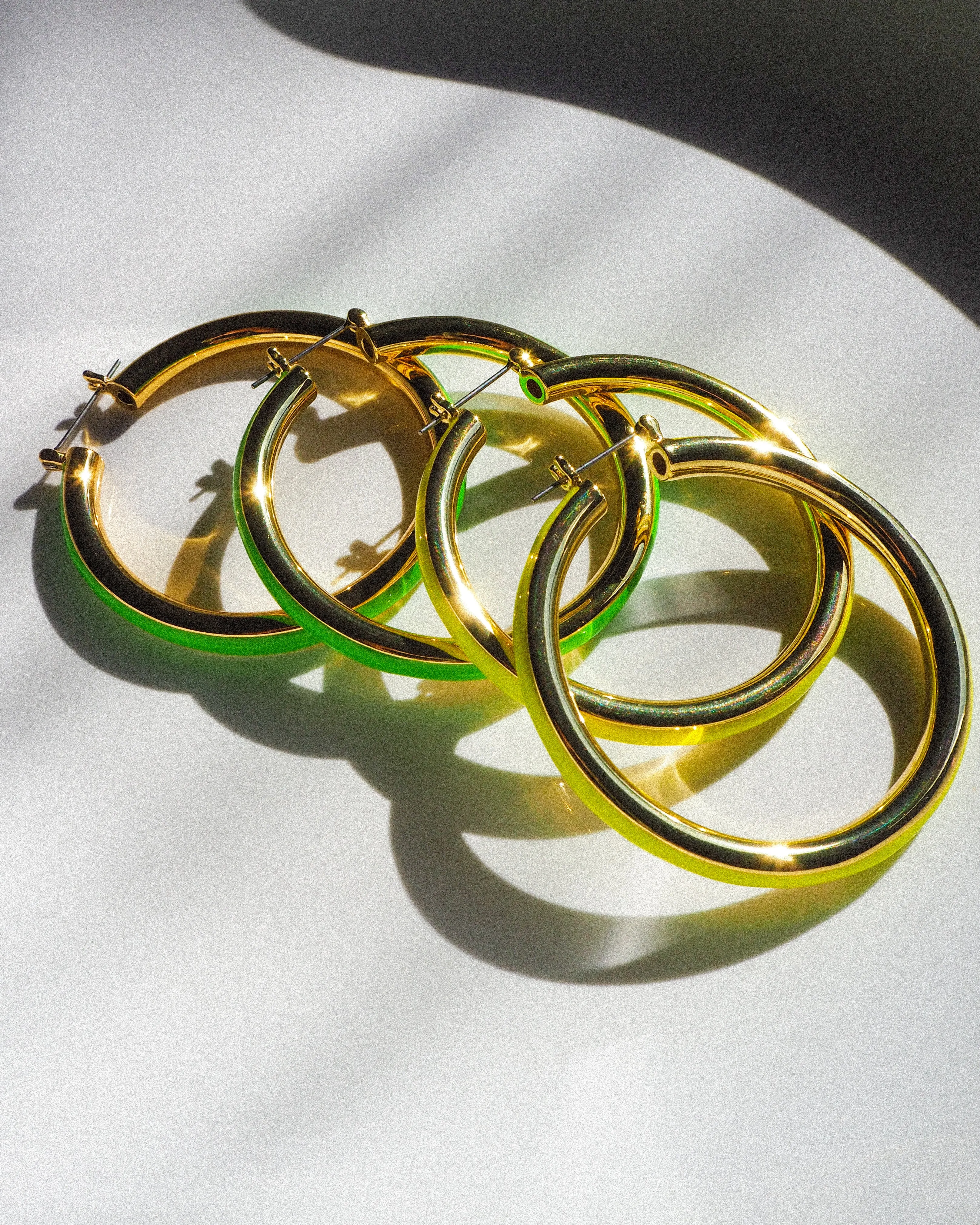 Stripe Amalfi Hoops- Neon Yellow- Gold