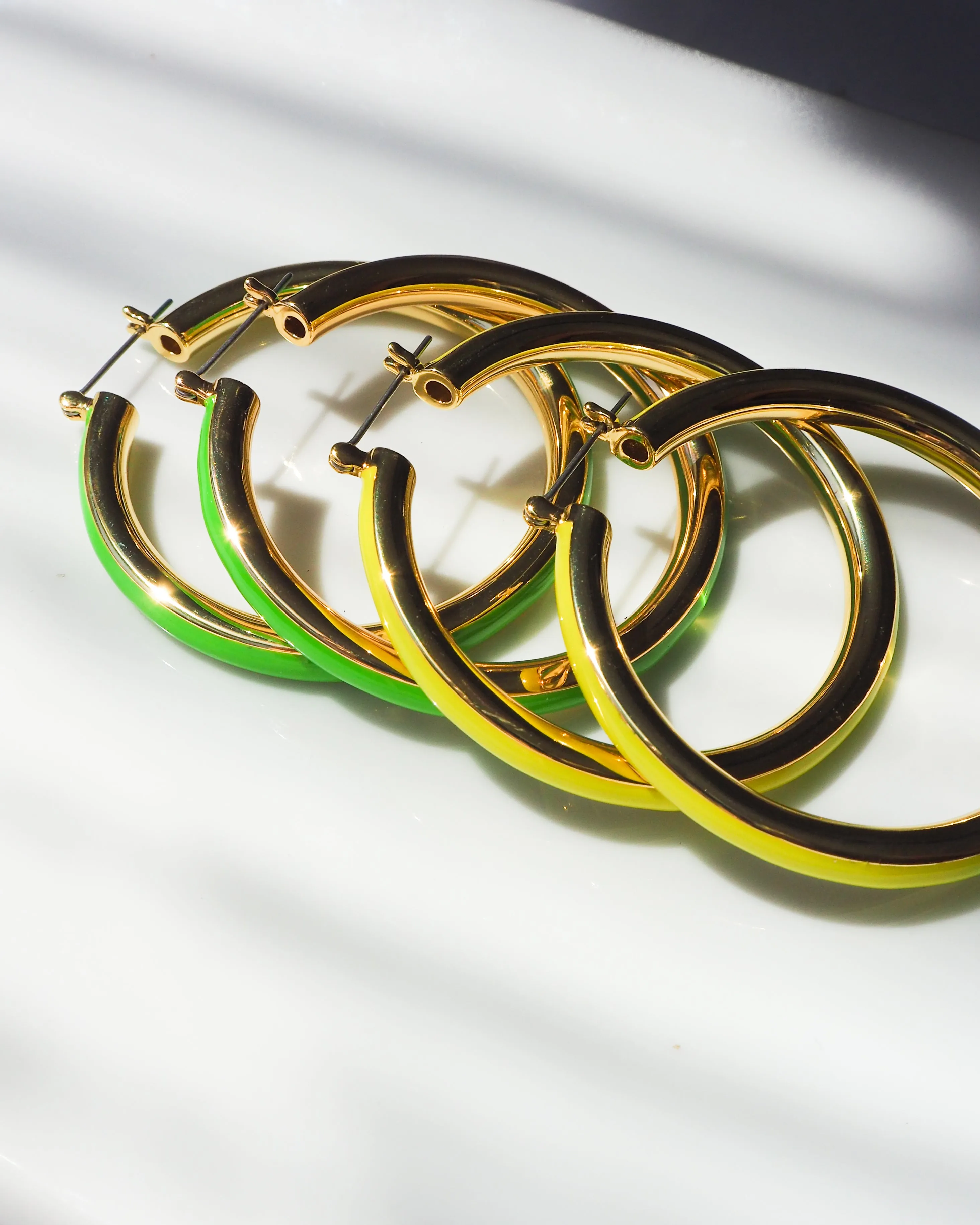 Stripe Amalfi Hoops- Neon Yellow- Gold