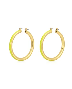 Stripe Amalfi Hoops- Neon Yellow- Gold