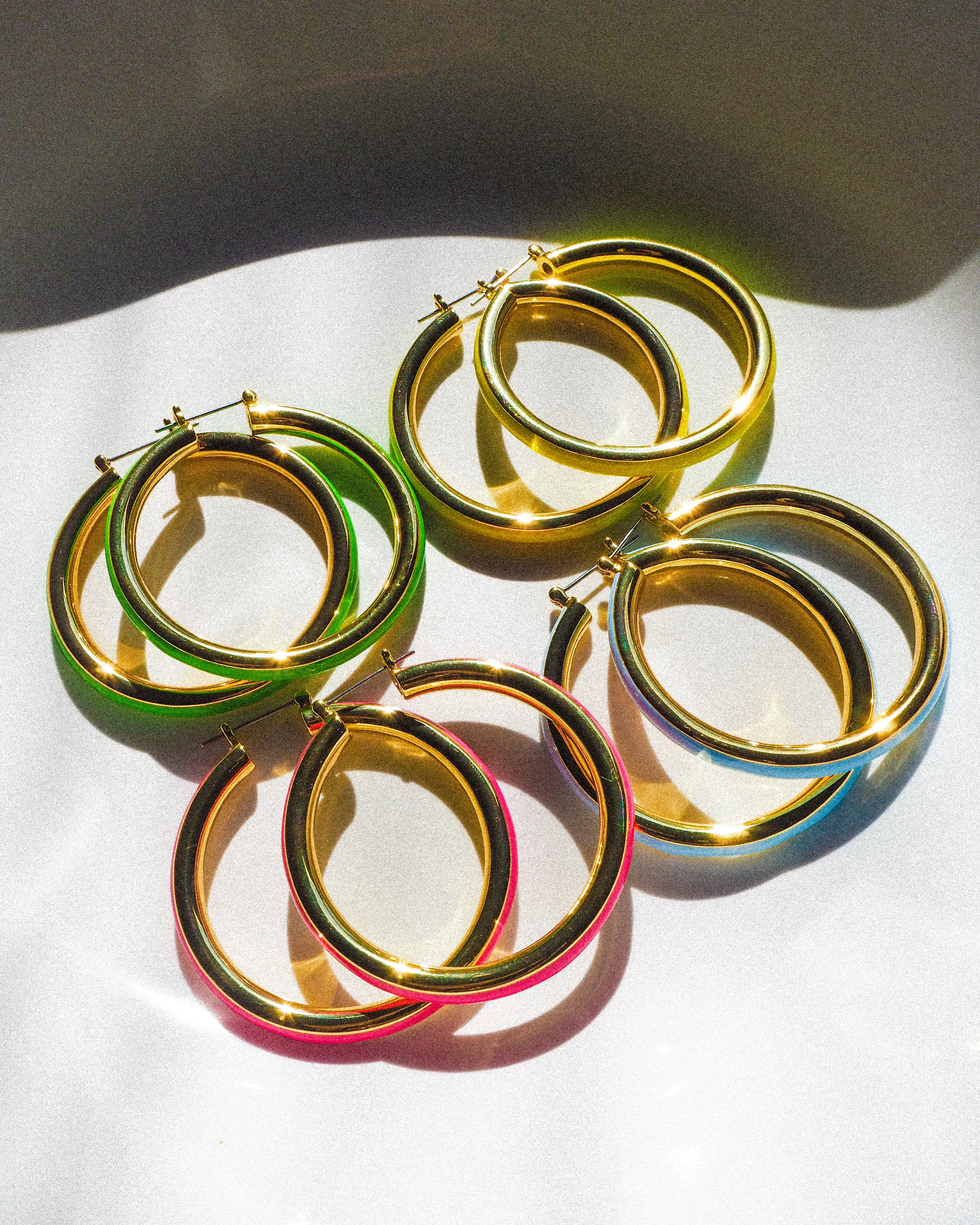 Stripe Amalfi Hoops- Neon Yellow- Gold